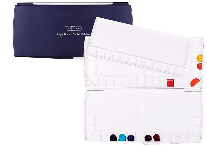 Mijello Triple Decker Watercolor Palette, 52 Paint Wells, Blue, 14.4"" x 6.75"" x 1.25"", 1 Each, 1 Count (Pack of 1) - Image 1